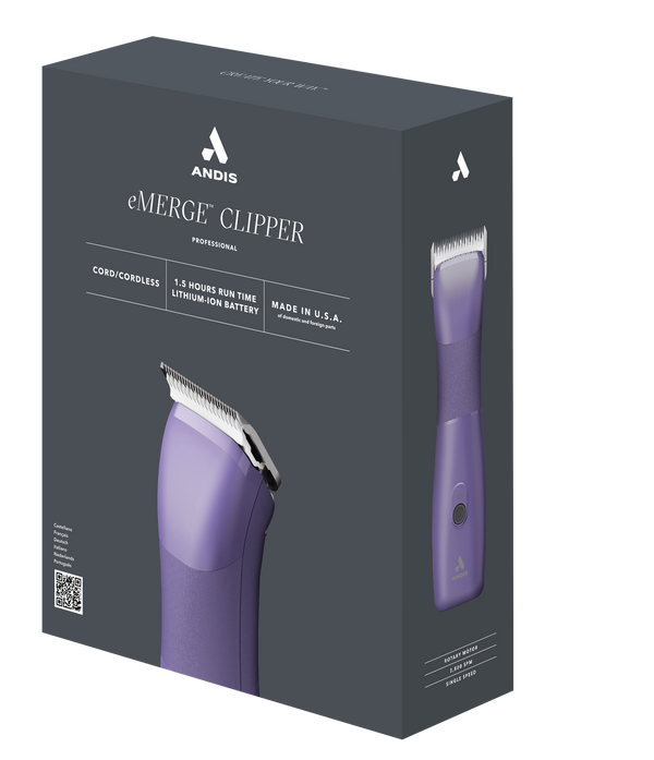 Andis eMerge Cord/Cordless Clipper-Purple - Artemis Grooming Supplies