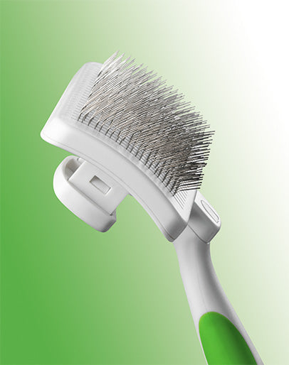 Andis Self-Cleaning Slicker Brush - White/Lime Green - Artemis Grooming Supplies