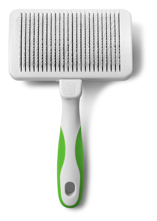 Andis Self-Cleaning Slicker Brush - White/Lime Green - Artemis Grooming Supplies