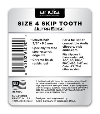 Andis Blade UltraEdge - Size 4 Skip Tooth - Artemis Grooming Supplies