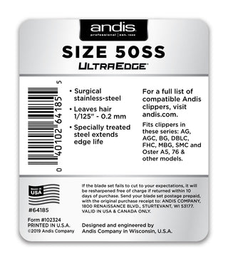 Andis Blade UltraEdge - Size 50SS - Artemis Grooming Supplies