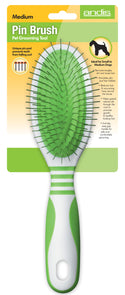 Andis Pin Brush Medium - White/Lime Green - Artemis Grooming Supplies