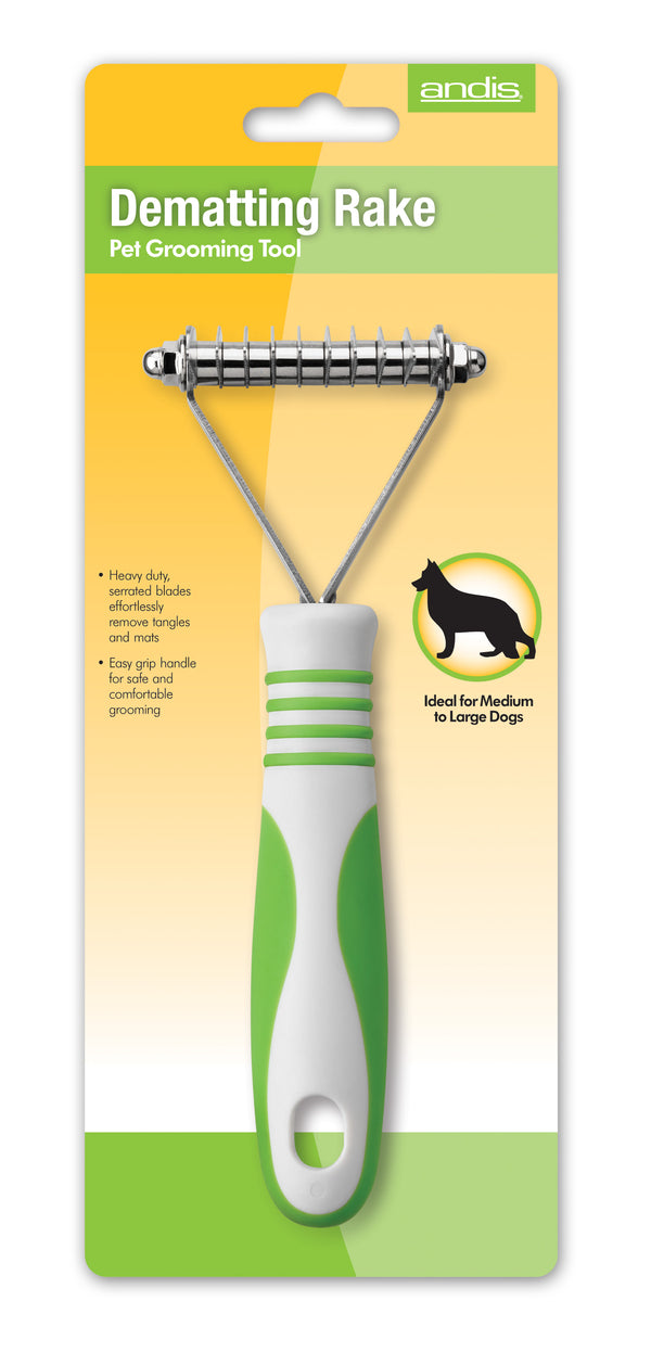 Andis Dematting Rake - White/Lime Green - Artemis Grooming Supplies