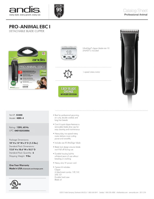 Andis Clipper Pro-Animal EBC I - Artemis Grooming Supplies